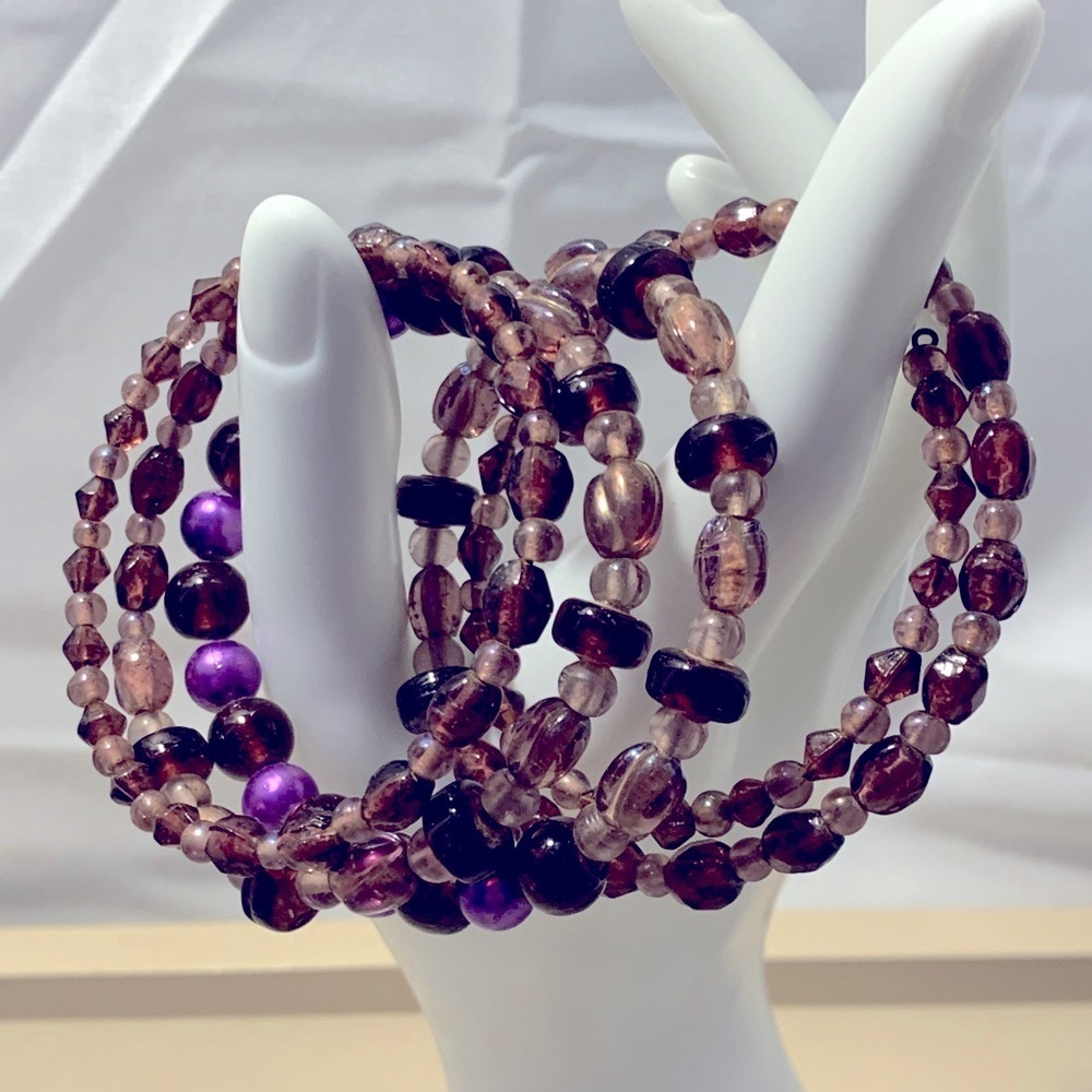 Purple Beaded Wrap Bracelet - Picture 1 of 2